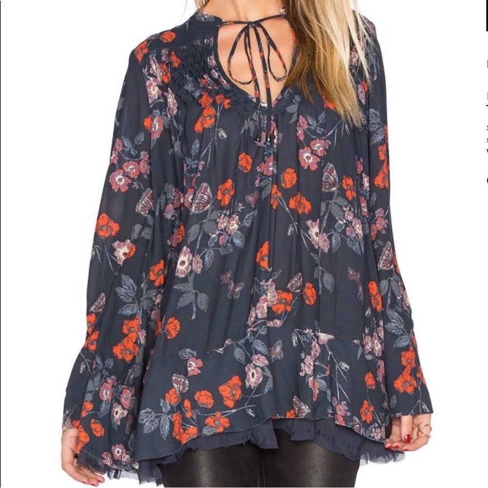 Free People Pebble Crepe So Fine Smocked Tunic